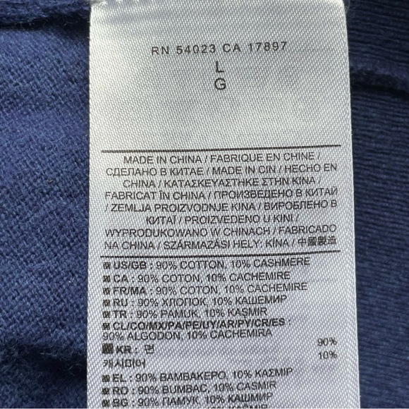 Banana Republic Cotton Cashmere 1/4 Zip Sweater Blue Mens Large - Picture 4 of 8